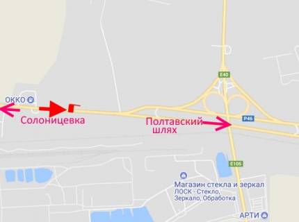 Билборд B в трасах Харкова, 3х6  вул.Залютинська -розв'язка з кільцевою-в центр схема