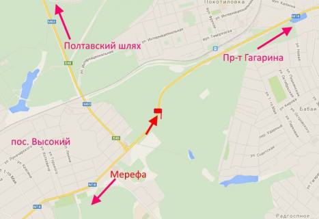 Билборд A в Харькове Сімферопольське шосе у р-ні сел. Високий-у бік Харкова схема