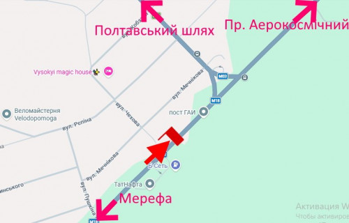 Билборд B в Харькове Сімферопольське шосе-сел. Високий-пост Поліції-етажерка №2-верх-в'їзд у місто схема