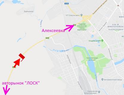 Билборд A в Харькове Лозовеньківський пр-т-в р-ні вул. Підгірна-у бік Олексіївки схема