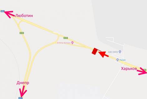 Билборд A на трассах Харьковской области, 3х6  Траса Київ-Харків-463 км-сел. Н. Коротич -біля АЗС ОККО та терміналу Нової пошти-6-у бік Люботина схема