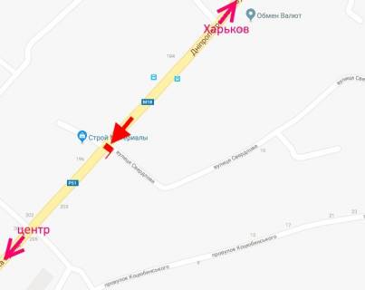 Билборд B в Мерефе, 3х6  Мерефа-вул. Дніпровська-вул. Кобзаря-у бік сел. Селекційне схема