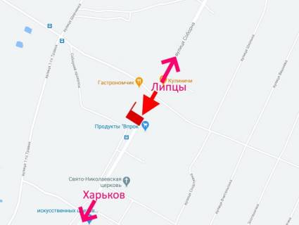 Билборд A в Харькове пос. Циркуны -ул. Соборная- ул. Кооперативная- в ст. Харькова схема