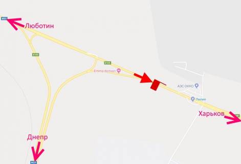 Билборд B на трассах Харьковской области, 3х6  Траса Київ-Харків-463 км-сел. Н. Коротич -біля АЗС ОККО та терміналу Нової пошти-6-у бік Харкова схема