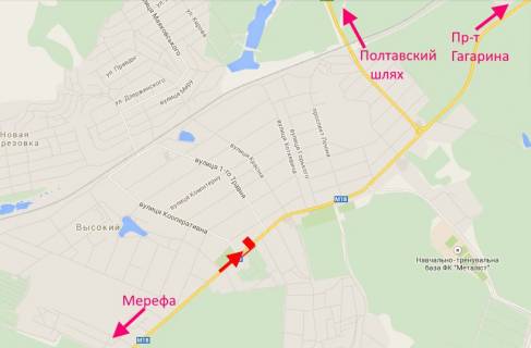 Билборд A в Харькове Сімферопольське шосе-сел. Високий-в'їзд у місто схема