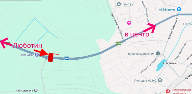 Білборд, Бігборд (Борд)  + у Харкові Естакада-сел.Пісочин-поворот на Рай-Єленівку-в'їзд у місто схема