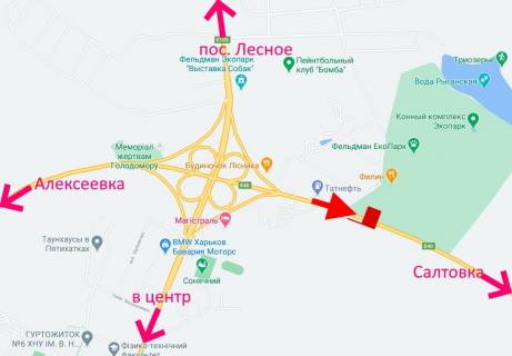 Білборд, Бігборд (Борд)  A у Харкові, 3х6  Лозовеньківський пр-т- поворот на Фельдман-екопарк-прапорець №3- в бік Салтівки схема