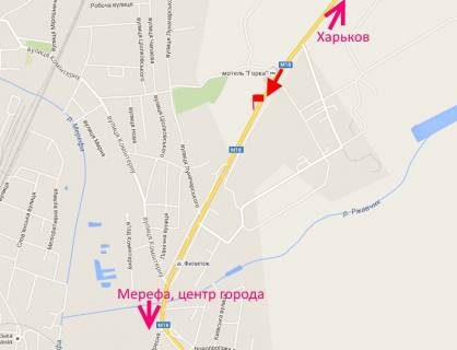 Билборд A в Мерефе Мерефа-в'їзд у місто з боку Харкова-прапорець №1 схема