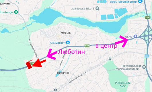 Білборд, Бігборд (Борд)  A у Пісочині Полтавський шлях-сел.Пісочин-вул. Автомобільна-прапорець №6-з центру схема