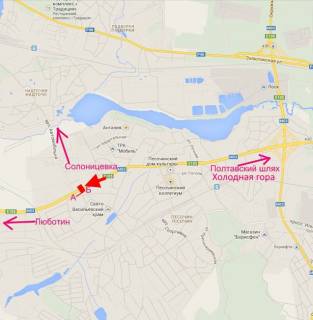 Билборд B в Песочине Полтавський шлях-Пісочин-вул. Автомобільна-прапорець №2-з центру схема