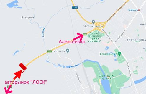Билборд A в Харькове Лозовеньківський пр-т-в р-ні вул. Підгірна-прапорець №2- у бік Олексіївки схема