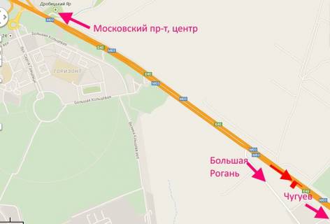 Білборд, Бігборд (Борд)  A у , , 3х6  Московський пр-т - Ростовська траса - АЗС Аеліта-2-виїзд з міста схема