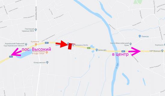 Білборд, Бігборд (Борд)  B у Харкові Сімферопольське шосе-біля АЗС Motto-прапорець №1-в центр схема