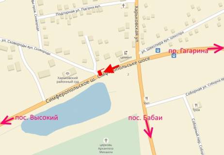 Билборд A в Покотиловке, 3х6  Сімферопольське шосе-вул. Харківська -поворот на Бабаї -прапорець №6-з центру схема