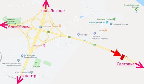 Билборд B в трасах Харкова, 3х6  Лозовеньківський пр-т-Фельдман-екопарк-прапорець №13- у бік Салтівки схема