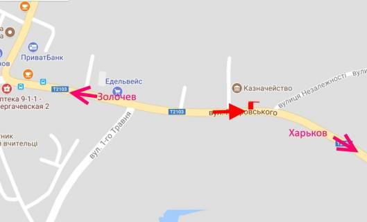 Билборд B в Дергачах Дергачі-вул. Сумський шлях-Казначейство-у бік Харкова схема