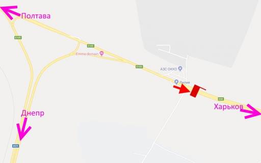 Билборд B на трассах Харьковской области, 3х6  Траса Київ-Харків-463 км-сел. Н. Коротич -біля АЗС ОККО та терміналу Нової пошти-2-у бік Харкова схема