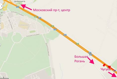 Билборд A в трасах Харкова, 3х6  Пр-т Героїв Харкова - Ростовська траса-519км-6-в центр схема