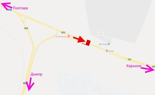 Билборд A на трассах Харьковской области, 3х6  Траса Київ-Харків-463 км-сел. Н. Коротич -біля АЗС ОККО та терміналу Нової пошти-3-у бік Харкова схема
