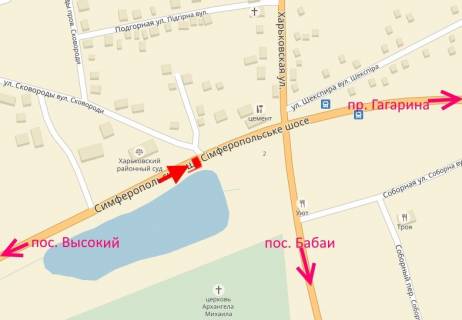 Билборд A в Покотиловке, 3х6  Сімферопольське шосе-вул. Харківська -поворот на Бабаї -прапорець №1-в центр схема