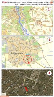 Билборд A в Борисполе, 3х6  Бориспіль, центр, Летська божниця (Свято-Покровський каф. собор), на перехресті вул. Покровська та вул. Кутузова, перед виїздом на вул. Київський шлях; напрямок в'їзду в місто з боку Черкас / оглядовість площини більше 500 метрів схема