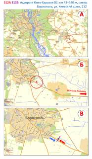 Билборд B на трассах Киевской области, 3х6  А/д М-03 Київ-Полтава-Харків 02; км 43+340 м, ліворуч / напрямок руху з Києва; на виїзді з Борисполя в бік Полтави схема