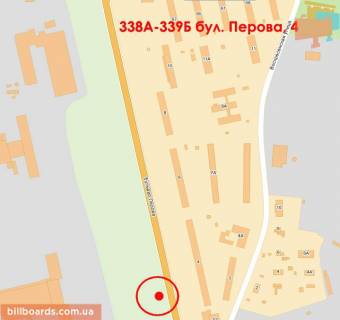 Билборд A в Киеве бул. Перова, 4 (напротив); СМ "Фокстрот", "Эльдорадо"; в напр. к м. "Левобережная", мосту Метро схема