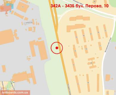 Билборд A в Киеве бул. Перова, 10 (напротив); развязка ул. Радужная / Алишера Навои; в направлении м. "Левобережная" схема