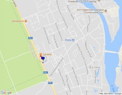 Билборд B в с. Козине Конча-Заспа, траса Р-02, км 29+600 ліво, котедж. містечко "РОМАНОВО", парковка ресторану "ТАНДИР", 300м до супермаркету "FAVORE" схема