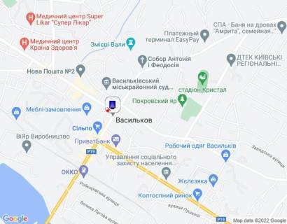 Ситилайт B в Василькове, 1,2х1,8  м. Васильків, вул. Соборна, 91, перехрестя з вул. Юних Комунарів, за 100м до перехрестя з вул. Шевченка та вул. Покровська, через 180м після повороту на вул. Володимирська та магазину "Сільпо" схема