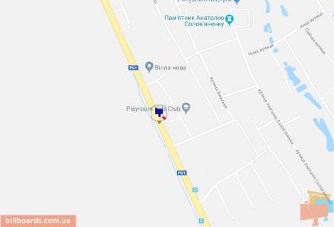 Билборд B в с. Козине, 6х3  Конча-Заспа, траса Р-01, км 31+040 право, котеджне містечко "Олександрівське", навпроти клініки "VIVA", за 390м до комплексу "QUEEN COUNTRY CLUB" схема