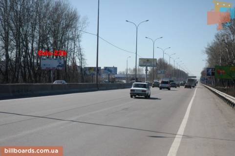 Билборд B в Киеве, 6,20х2,85  м. Київ, проспект Академіка Глушкова, траса М-05 Київ-Одеса, км 13+600 ліво, виїзд з Києва, навпроти АЗС UPG, за 110м до АЗС ОККО, за 270м до Нової Лінії та магазину АТБ схема