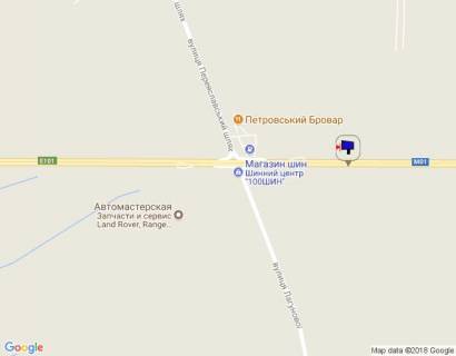 Билборд A в Бровары м. Бровари, траса М-01 "Київ-Чернігів-Нові Яриловичі", км 23+650 право, об'їзд м. Бровари, через 350м після перетину Переяславський шлях (кол. Осипова) та вул. Лагунової, ресторану "Петрівський Бровар" та АЗС ОККО схема