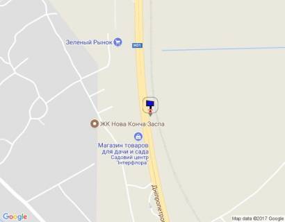 Billboard A in Khodosivka, 6х3  Dniprovs'ke sose, trasa N-01 "Kiiv-Znam'anka", km 23+100 livo, cerez 460m pisla povorotu na Hodosivku ta AZS UPG, sadovij centr "Interflora", Mega Market, za 270m do "Zelenij rinok", za 600m do AZS OKKO scheme