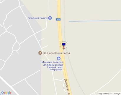 Билборд A в Киеве, 6х3  шосе Дніпровське (шосе Дніпропетровське), траса Н-01 "Київ-Знам'янка", км 23+100 ліво, через 460м після повороту на Ходосівку та АЗС UPG, садовий центр "Інтерфлора", Мега Маркет, за 270м до "Зелений ринок", за 600м до АЗС ОККО схема