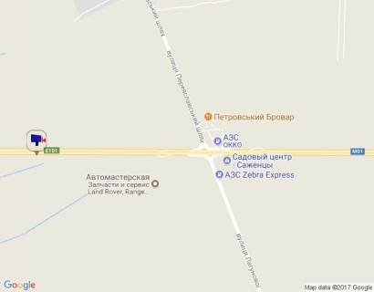 Билборд B в Бровары, 6х3  м. Бровари, траса М-01 "Київ-Чернігів-Нові Яриловичі", км 22+350 право, об'їзд м. Бровари, через 950м після перетину Переяславський шлях (кол. Осипова) та вул. Лагунової, ресторану "Петрівський Бровар" та АЗС ОККО, за 1.5км до повороту на вул. Анатолія схема