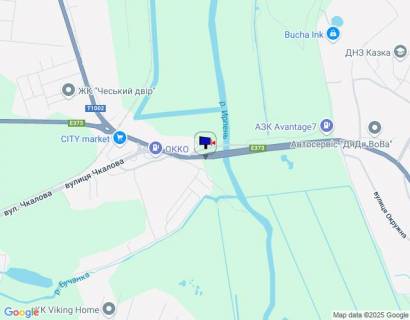 Билборд B в Ирпене, 6х3  м. Ірпінь, траса М-07 "Київ-Ковель", км 23+300 ліво, міст через р. Ірпінка, в'їзд у місто, за 275м до АЗС ОККО, через 500м після магазину АТБ, через 550м після магазину ФОРА схема