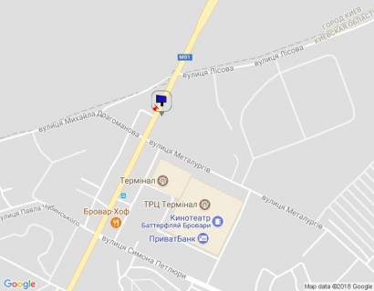Билборд A в Бровары, 6х3   м. Бровари, вул. Київська, 326, навпроти кафе "У лісі", через 80м після повороту на вул. Металургів, через 190м після ТРЦ "Термінал" та магазину "МегаМаркет", через 190м після АЗС "КЛО", через 355м після розвилки з вул. Павла Чубинського та вул. схема