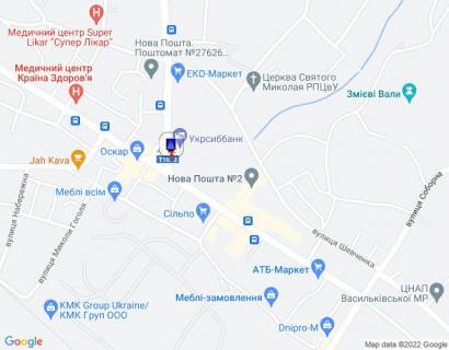 Сiтiлайт A у Василькові, 1,2х1,8  м. Васильків, вул. Декабристів, 2, перехрестя з вул. Грушевського, біля Укрсіббанк, за 120м до автобусної зупинки, за 220м до перехрестя з вул. Шевченка та магазину "Еко-Маркет", через 60м після повороту на вул. Гоголя схема