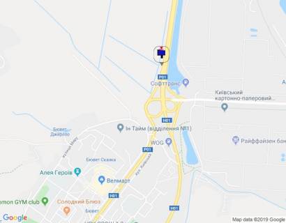 Билборд A в Обухове, 6х3  Дніпровське шосе, траса Н-01 "Київ-Знам'янка", км 43+100 право, розв'язка на м. Обухів та м. Українка, в'їзд в м. Обухів з м. Київ, верх схема