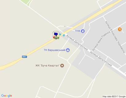 Билборд A в Буче м. Буча, траса М-07, км 30+150 ліво, вул. Нове Шосе, перехрестя з вул. Депутатська, ЖК "Варшавський", ЖК "Буча-Квартал" схема