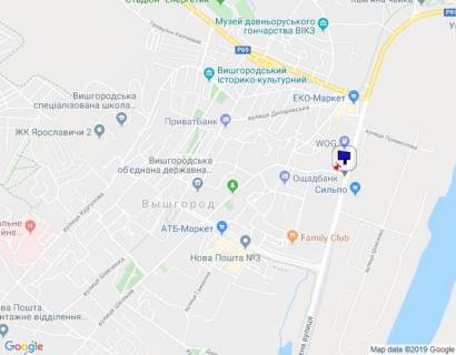 Билборд B в Вышгороде, 6х3  м. Вишгород, вул. Набережна, перехрестя з вул. Шкільна, через 100м після магазину Сільпо та ЖК "Берегиня", за 75м до АЗС WOG схема