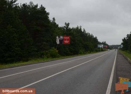 Билборд B в с. Плюты, 6х3  Конча-Заспа, траса Р-01, км 34+900 право, поворот на с. Плюти схема
