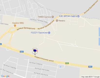Билборд A в Киеве, 8х4  с. Щасливе, бориспільська траса, траса М-03 "Київ-Харків", км 26+050 ліво, автобусна зупинка "Щасливе", за 120м до магазину ФОРА, за 400м до повороту на Фоззі схема