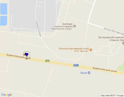 Билборд A в Киеве, 8х4  Бориспільська траса, траса М-03 "Київ-Харків", км 27+800 право, за 900м до АЗС SOCAR, за 1,4км до НІКО-Україна схема