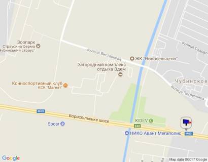 Билборд A в Киеве, 8х4  Бориспільська траса, траса М-03 "Київ-Харків", км 29+900 ліво, за 100м до повороту на комплекс Kidev та навпроти автосалону "АВТ Баварія", через 120м після автобусної зупинки схема