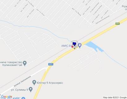 Билборд A в Глевахе, 6х3  смт. Калинівка, траса М-05 Київ-Одеса, км 30+420 ліво, за 20м до АЗС АМІК, автобусна зупинка "ст. Зоря", через 480м після з'їзду на вул. Залізничну схема
