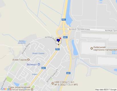 Билборд A в Обухове м. Обухів, вул. Київська, 123 - вул. Миру (в''їзд в Обухів з Києва, Українки) схема