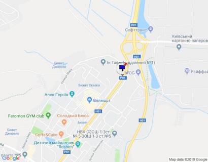 Билборд A в Обухове, 6х3  м. Обухів, вул. Київська, 125 / вул. Миру,1, в'їзд в м. Обухів з м. Києва, Українки, за 210м до ринку "Піщаний" схема