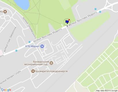 Билборд B в Бровары, 6х3  м. Бровари, вул. Ярослава Мудрого, 104, навпроти Парку Перемоги, через 240м після АЗС КЛО, за 140м до Броварського міськрайонного центру зайнятості, за 270м до магазину АТБ та повороту на вул. Грушевського схема